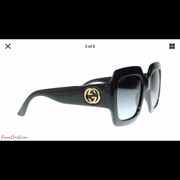Gucci GG0053S Black Women’s Oversize Sunglasses - Picture 3 of 5